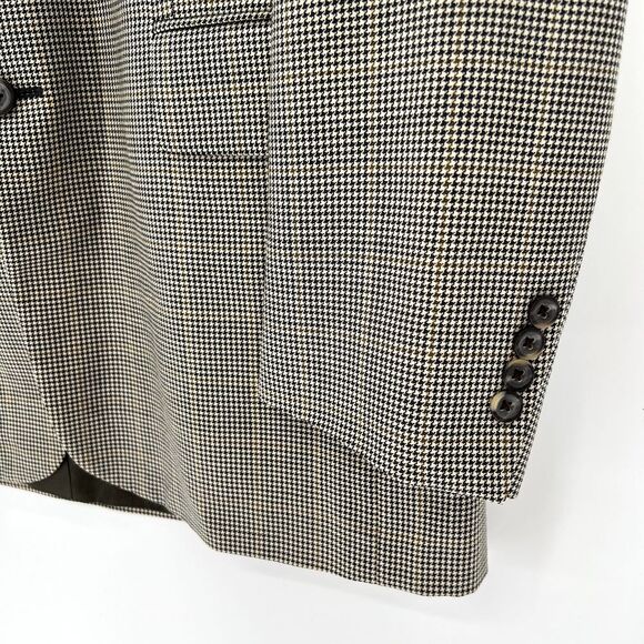 Oscar De La Renta Suit Jacket 100% Wool Mens 44L Blazer Houndstooth 2-Button - Picture 2 of 13